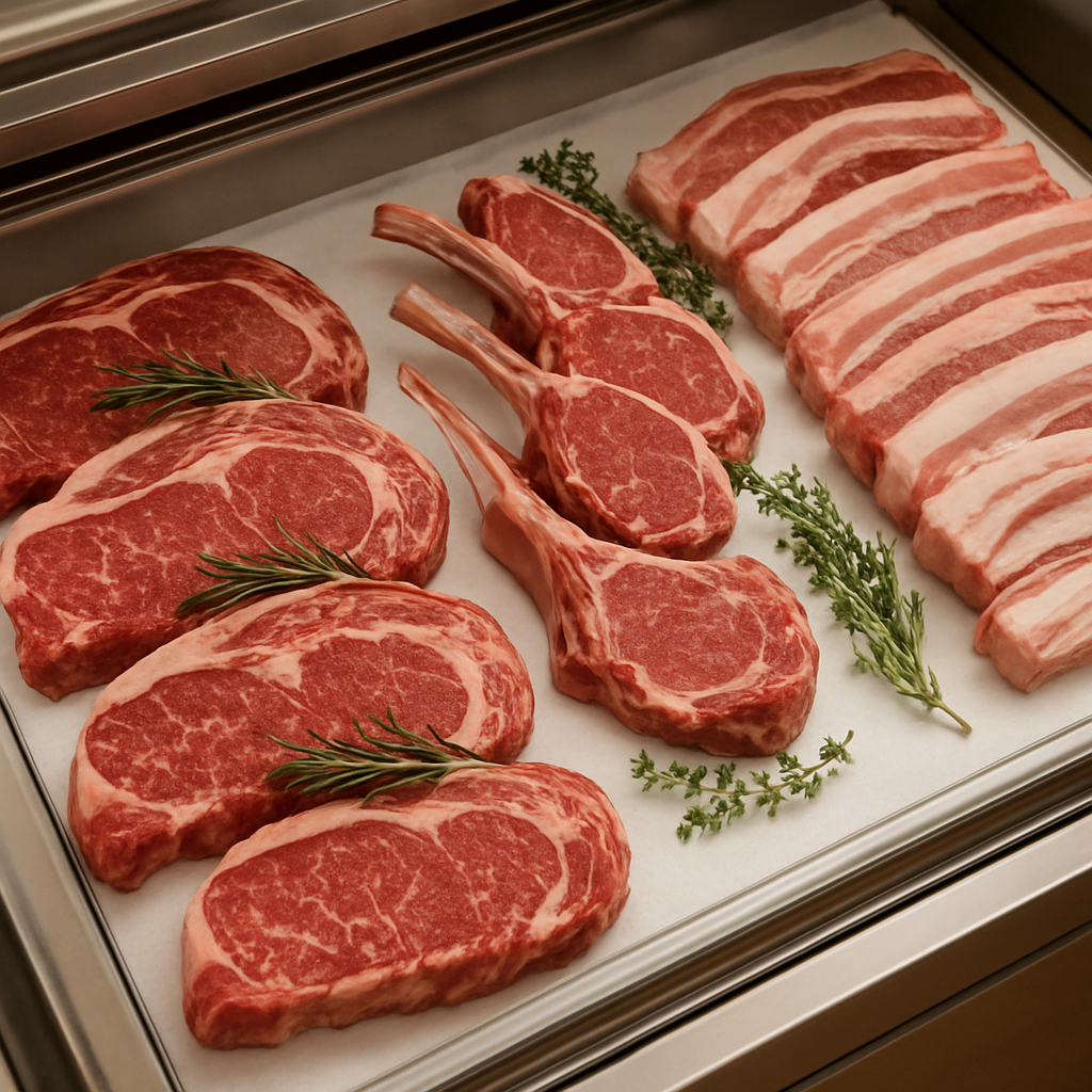 Premium fresh meat display counter at Chirnside Meat and Poultry